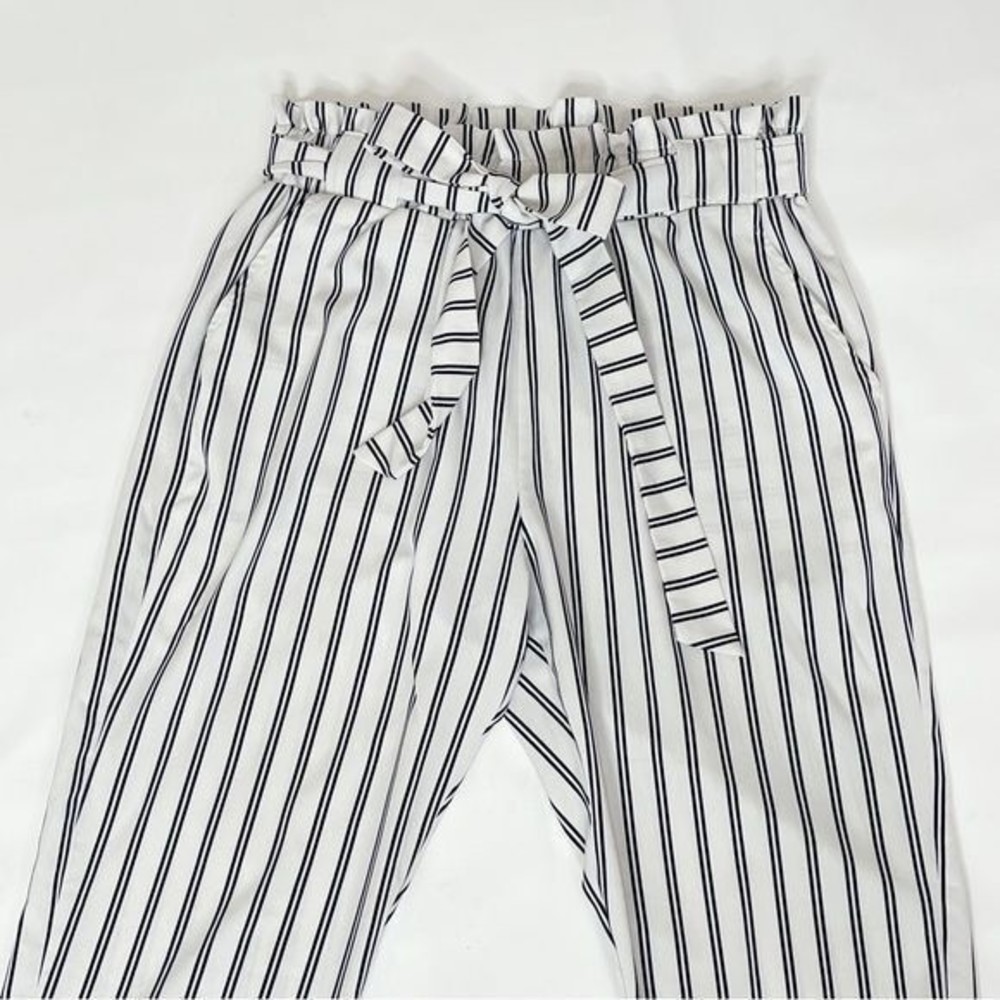 Women Pants Medium Striped Polyester Tie waist ruffles Urban Heritage